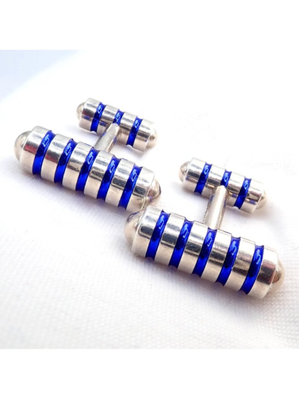 Tiffany & Co. Picasso Sterling Silver Cobalt Blue Enamel Cufflinks Germany - Picture 9 of 10